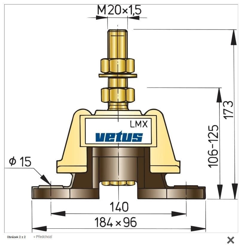 Silent blocks Vetus LMX210 voor scheepsmotoren, 4 stuks - Afbeelding 1